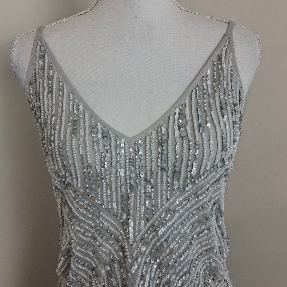 BHLDN Anthropology Fidelia Heavily Beaded Maxi Dress In Grey size 4 NWOT - Picture 11 of 15